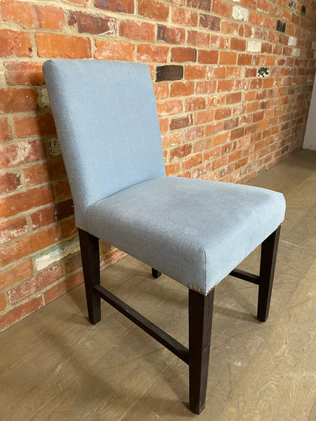 Shoreditch Dining Chair - Linara Flax Blue- Darkened Oak