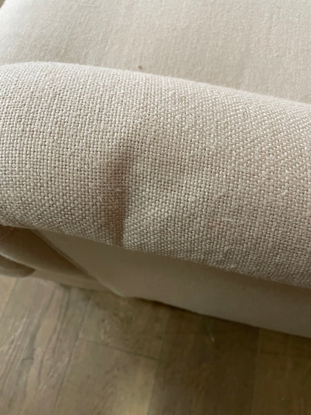 Olivia 2 Seater Sofa - Heavyweight Linen Pale Oat - Natural Oak Legs