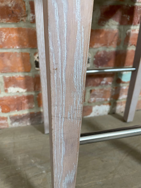 Shoreditch Bar Stool - Heavyweight Linen Spelt - Pale Oak Legs