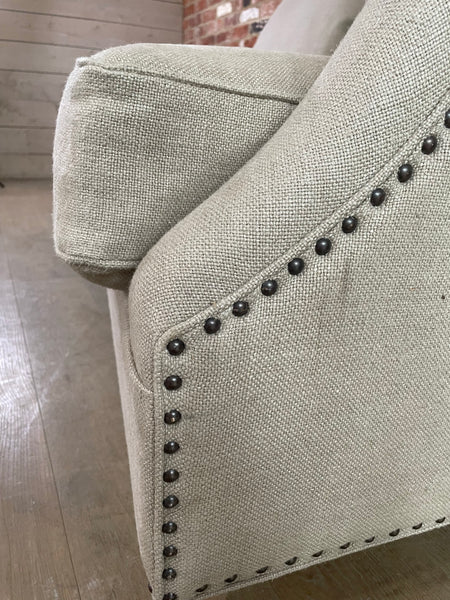 Eva Sofa Large - Heavyweight Linen Millet - Natural Oak Legs