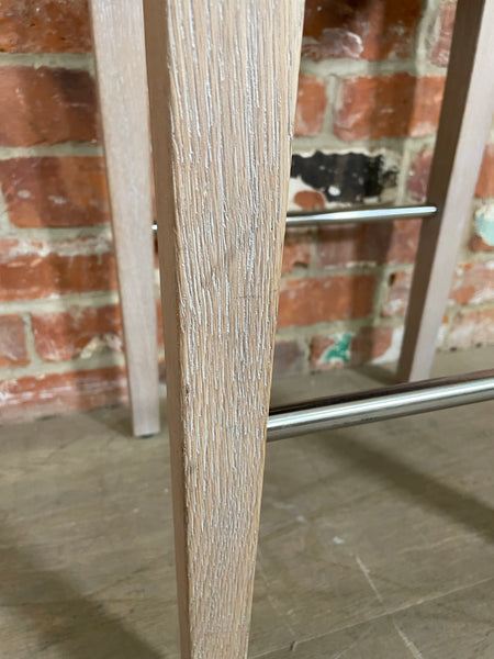 Shoreditch Bar Stool - Heavyweight Linen Spelt - Pale Oak Legs