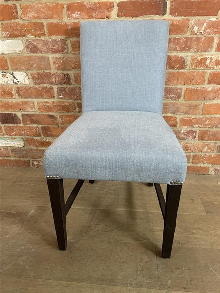 Shoreditch Dining Chair - Linara Flax Blue - Darkened Oak