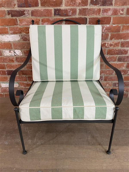 Cheltenham Sofa Armchair with Green Striped Cushions Set