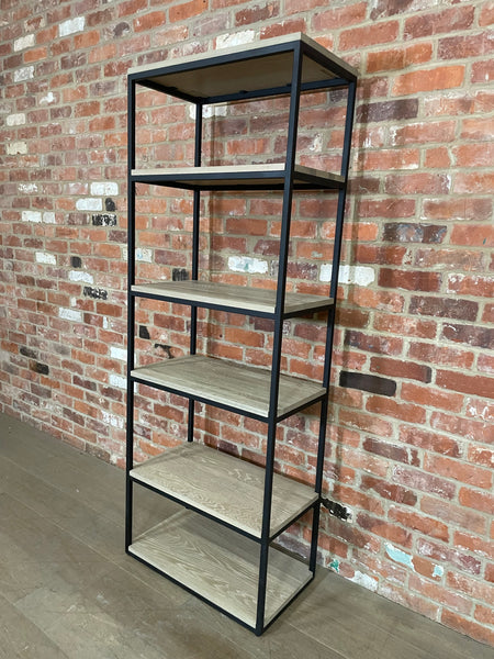 Carter 70 Bookcase - Black Steel & Dark Vintage Oak