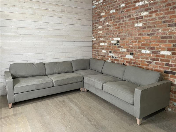 Shoreditch 5 Seater Corner Sofa- Heavyweight Linen Spelt- Natural Oak Legs