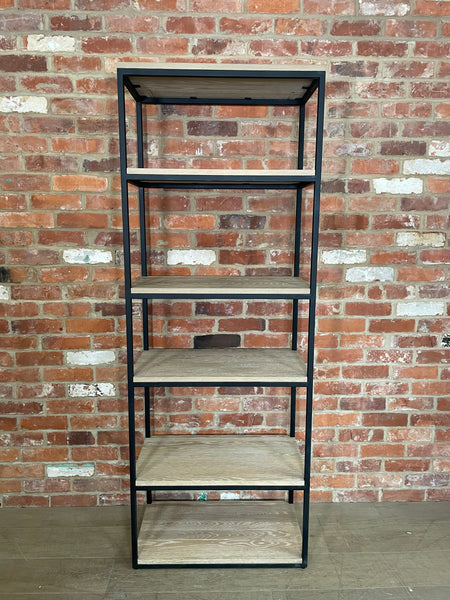 Carter 70 Bookcase - Black Steel & Dark Vintage Oak