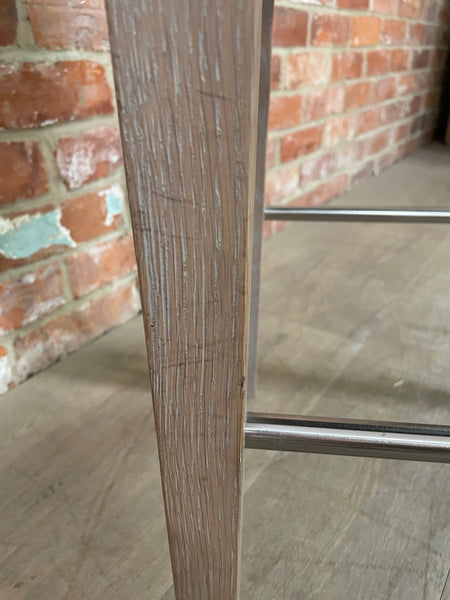 Shoreditch Bar Stool - Heavyweight Linen Spelt - Pale Oak Legs