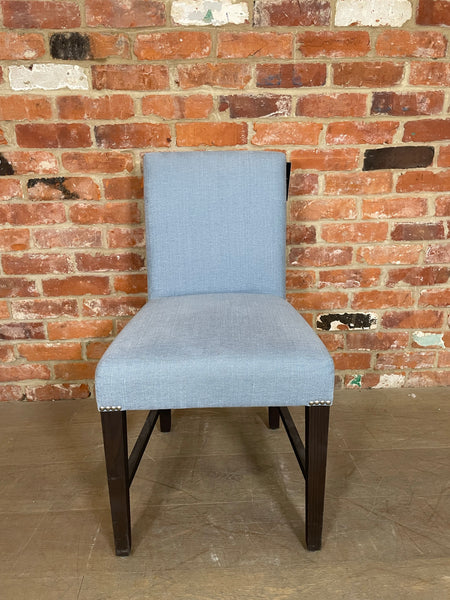 Shoreditch Dining Chair - Linara Flax Blue - Darkened Oak