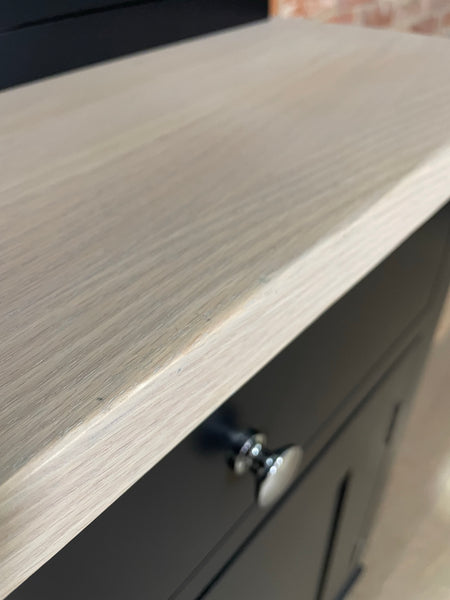 Suffolk 5ft Contemporary Glazed Dresser - Warm Black Exterior & Driftwood Interior- No Lighting