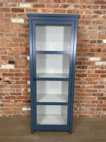 Shepton Glazed Cabinet - Teal Exterior, Lily Interior - Right Opening