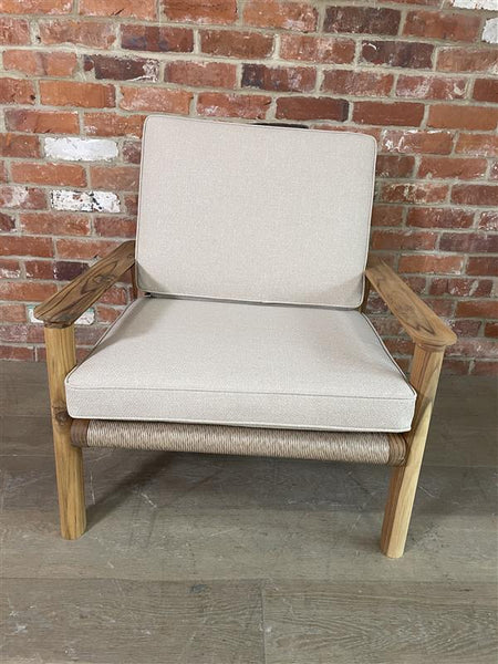 Kew Armchair with Natural Woven Cushions - Teak