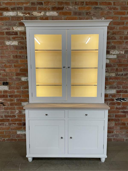 Suffolk 4ft Contemporary Glazed Dresser - Silver Birch