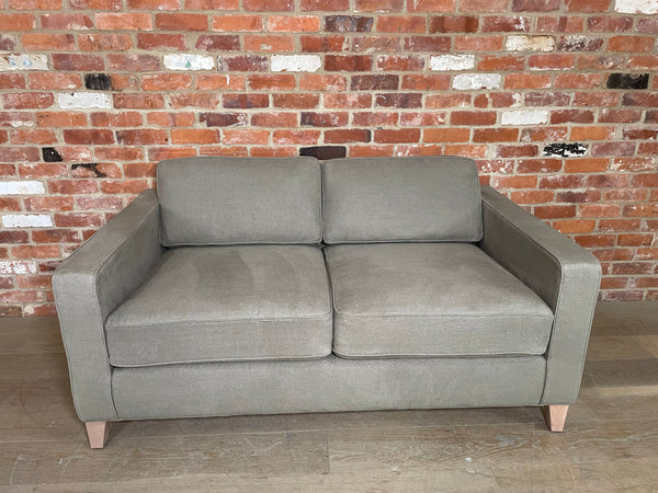 Shoreditch 2 Seater Sofa-Heavyweight Linen Spelt -Natural Oak Leg
