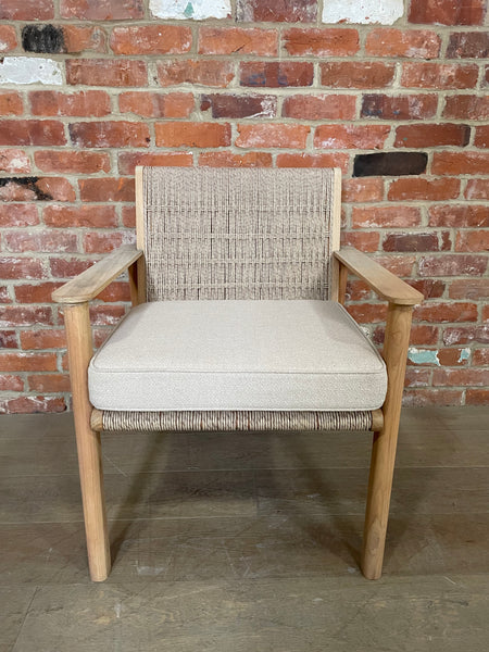 Kew Carver Chair with Cushion Natural Woven