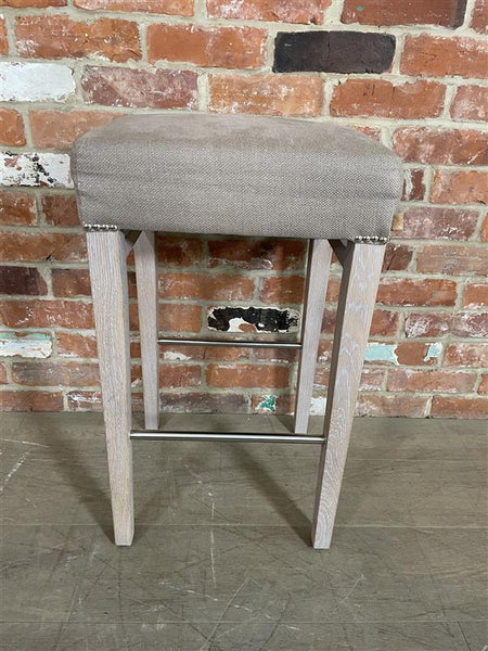 Shoreditch Bar Stool - Heavyweight Linen Spelt - Pale Oak Legs