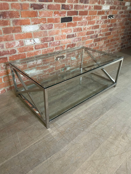 Manhattan 120 Rectangular Coffee Table - Metal & Glass