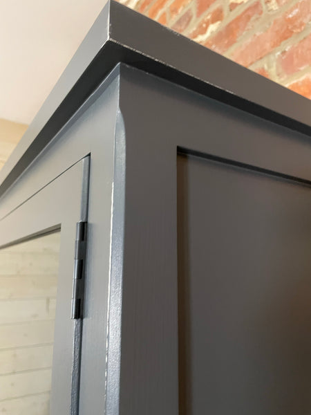 Shepton Glazed Cabinet - Charcoal Interior & Exterior - Right Opening