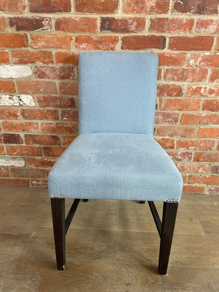 Shoreditch Dining Chair - Linara Flax Blue - Darkened Oak