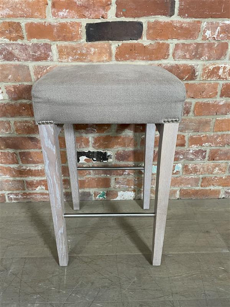 Shoreditch Bar Stool - Heavyweight Linen Spelt - Pale Oak Legs