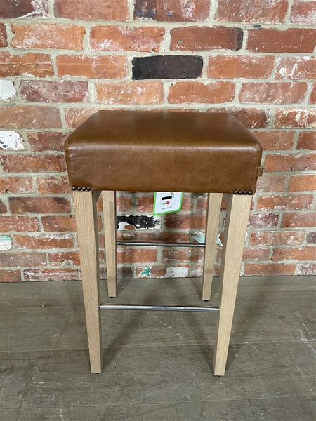 Shoreditch Bar Stool - Tan Leather - Vintage Oak