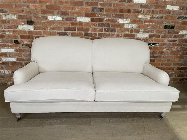 Olivia 3 Seater Sofa- Heavyweight Linen Pale Oat- Natural Oak Leg