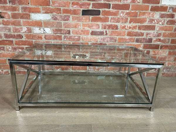 Manhattan 120 Rectangular Coffee Table - Metal & Glass