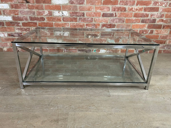 Manhattan 120 Rectangular Coffee Table - Metal & Glass