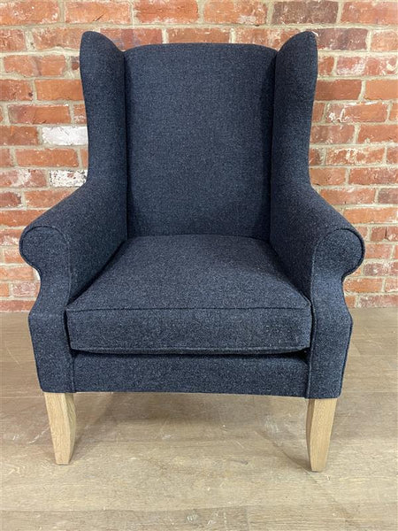 Dominic Armchair - HARRIS TWEED Bilberry - Vintage Oak Legs