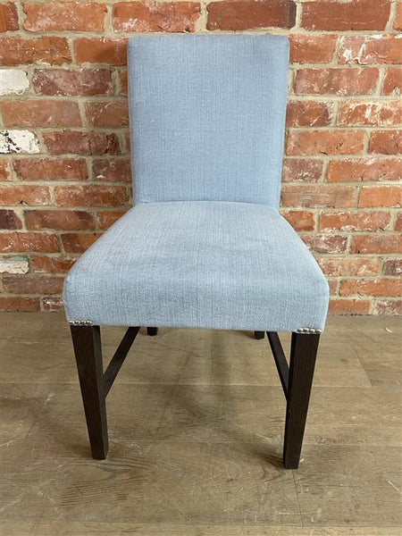 Shoreditch Dining Chair - Linara Flax Blue - Darkened Oak