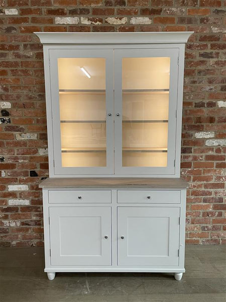 Suffolk 4ft Contemporary Glazed Dresser - Silver Birch
