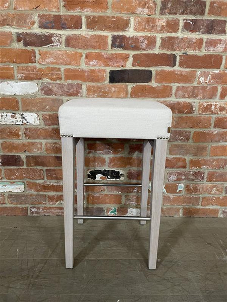 Shoreditch Bar Stool - Heavyweight Linen Pale Oat - Pale Oak