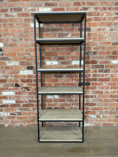 Carter 70 Bookcase - Black Steel & Dark Vintage Oak