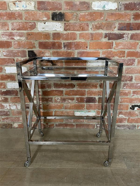 Manhattan 65 Rectangular Drinks Trolley - Metal & Glass- No Shelf