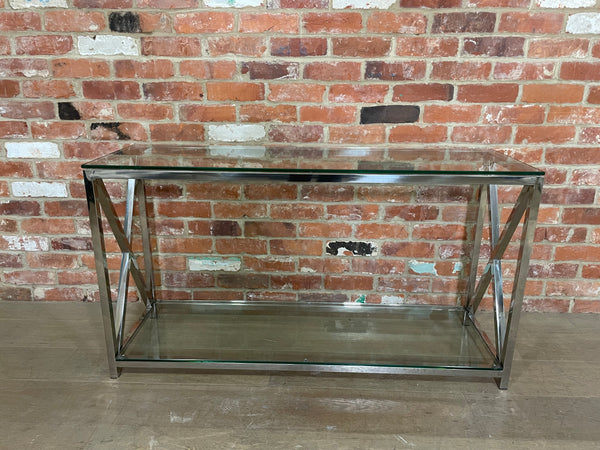 Manhattan 130 Rectangular Console Table - Metal & Glass