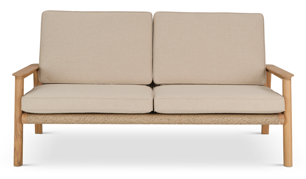 Kew 2 Seat Sofa with Natural Woven Cushions - Teak