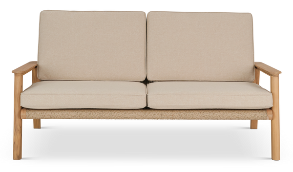 Kew 2 Seat Sofa with Natural Woven Cushions - Teak