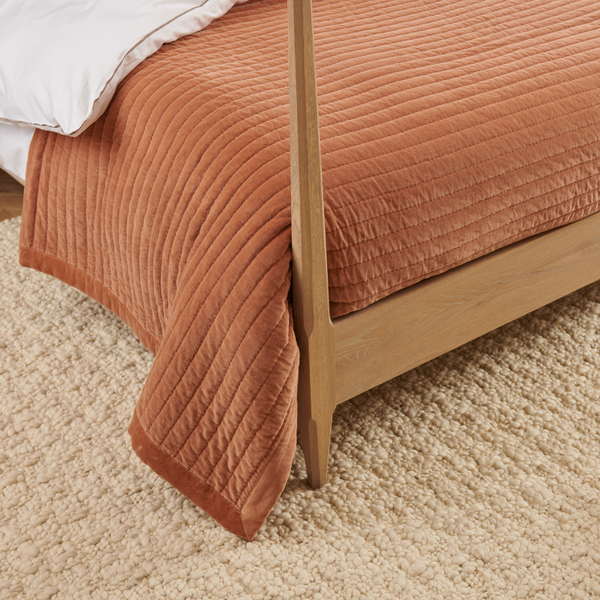 Adeline Velvet Bedspread 220x260cm - Rust