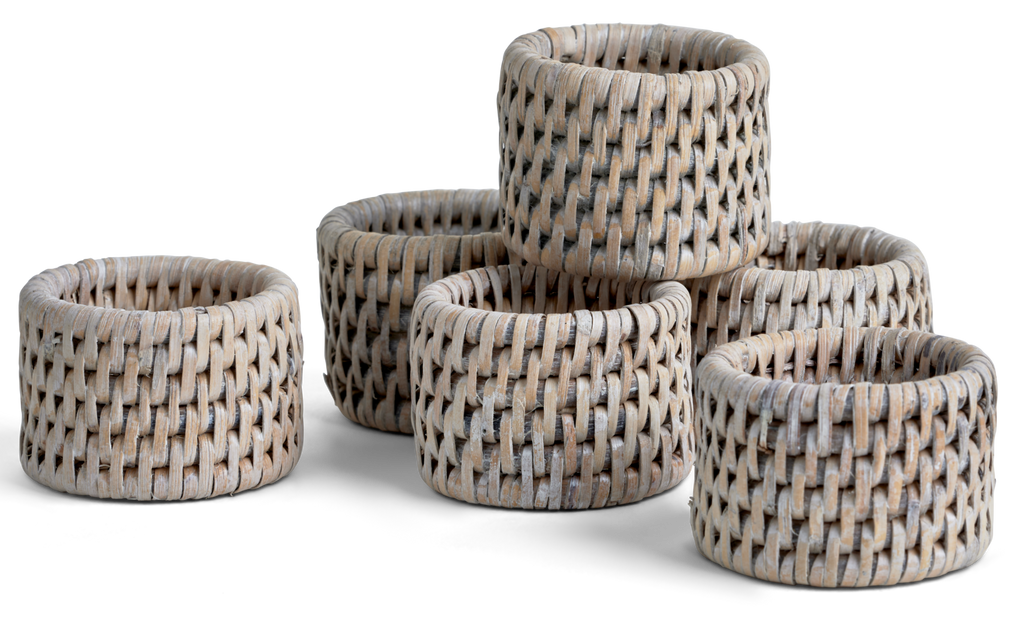 Ashcroft Round Napkin Rings - Silver Reed - Set of 6