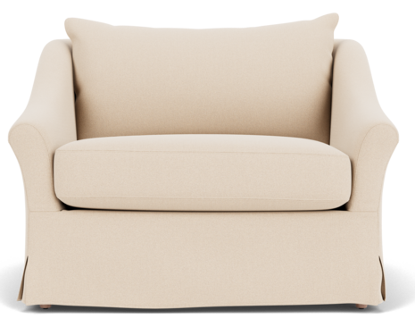 Long Island Loveseat - Heavyweight Linen Pale Oat - Natural Oak Legs Set