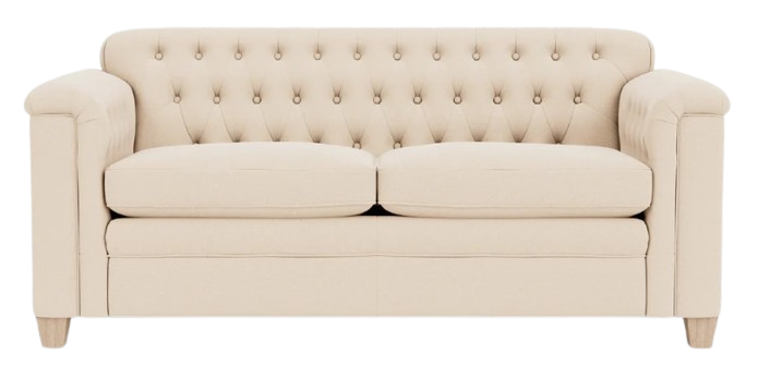 Lottie 2 Seater Sofa - Heavyweight Linen Pale Oat - Pale Oak Legs