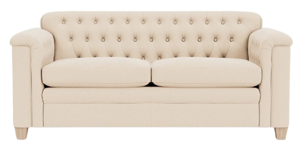 Lottie 2 Seater Sofa - Heavyweight Linen Pale Oat - Pale Oak Legs