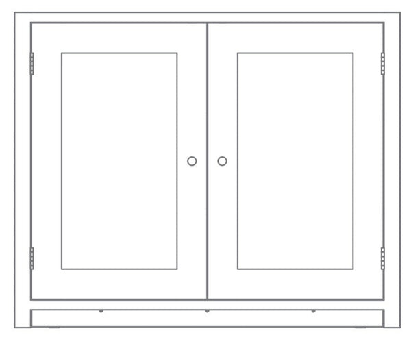 Suffolk 1090 2 Door Base Cabinet- Snow Exterior, Mist Interior