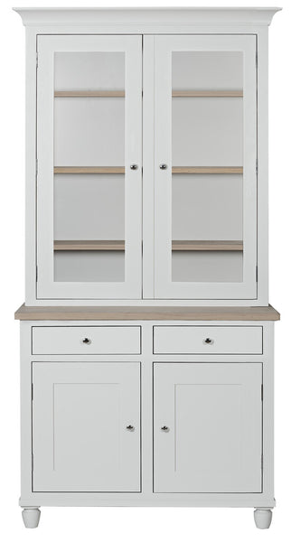 Suffolk 4ft Contemporary Glazed Dresser - Silver Birch Exterior, Driftwood interior- No Lighting