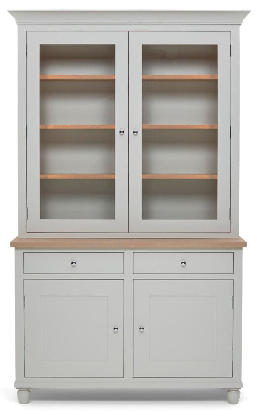 Suffolk 4ft Contemporary Glazed Dresser - Silver Birch