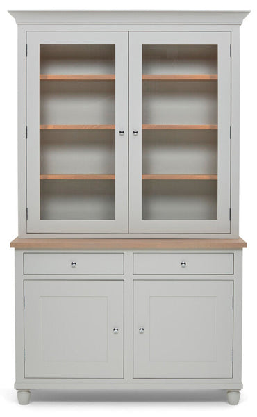 Suffolk 4ft Contemporary Glazed Dresser - Silver Birch