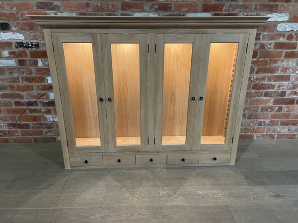 Henley 5ft Glazed Oak Dresser Top - Missing All Internal Shelves