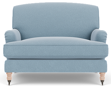 Olivia Loveseat - Linara Flax Blue - Pale Oak