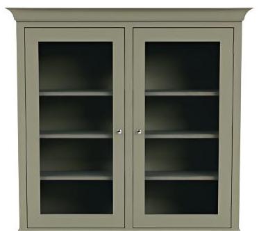 Suffolk 4ft Contemporary Glazed Dresser Top - French Grey Exterior, Salt Interior