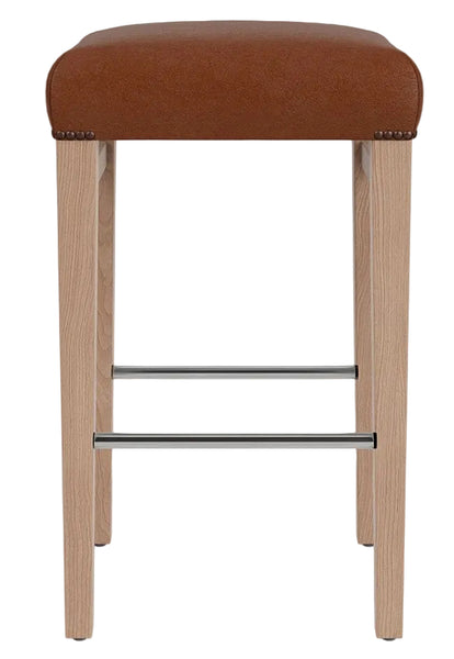 Shoreditch Bar Stool - Tan Leather - Vintage Oak