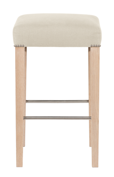 Shoreditch Bar Stool - Heavyweight Linen Pale Oat - Pale Oak